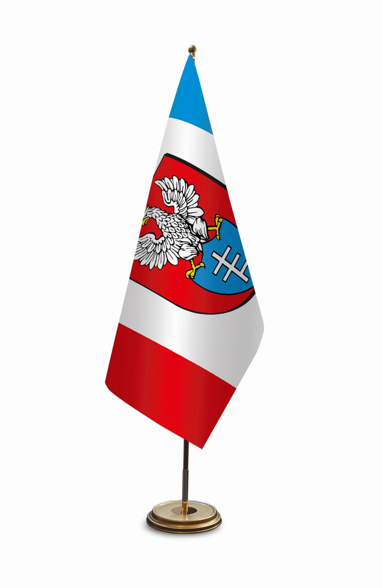 Flaga Twojego miasta i gminy satynowa do stojaka flagowego