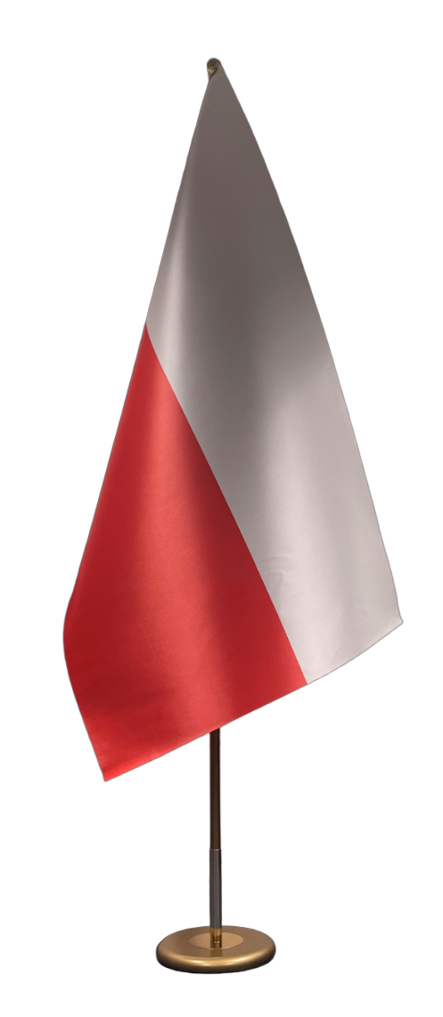 Flaga Polski satyna dwustronna błyszcząca do stojaka flagowego