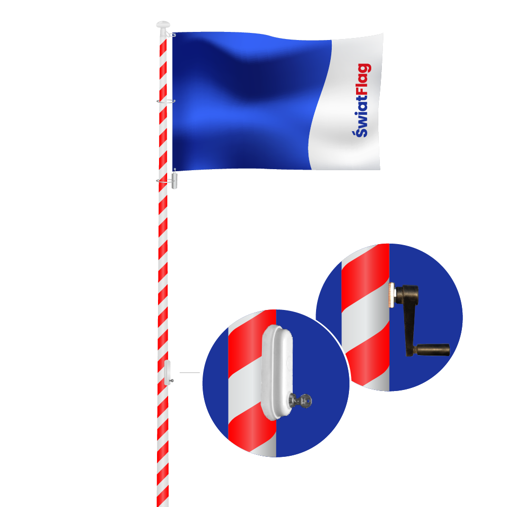 Maszt biało-czerwony Internal włókno kompozyt 6-12 m