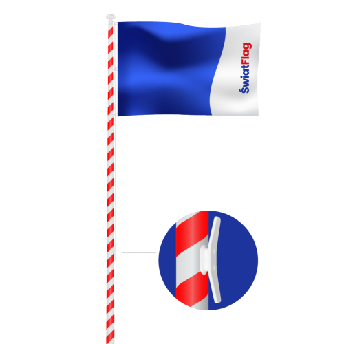 Maszt biało-czerwony z knagą włókno kompozyt 6-12 m